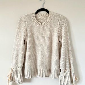 Cupio Soft Chenille Sweater with Ribbon Bell Sleeves Size S